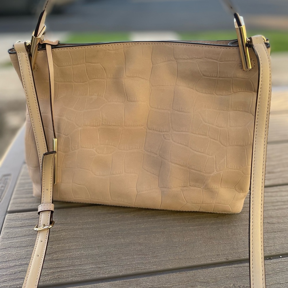 Kate Spade Cream Croc-Embossed Shoulder Bag